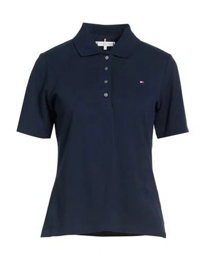 Tommy Hilfiger Woman Polo Shirt Midnight Blue Size L Cotton, Elastane