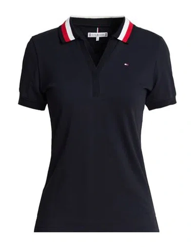 Tommy Hilfiger Woman Polo Shirt Midnight Blue Size S Cotton, Elastane