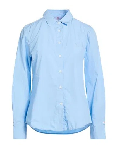 Tommy Hilfiger Woman Shirt Light Blue Size 10 Cotton