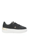 Tommy Hilfiger Woman Sneakers Black Size 7.5 Leather, Textile Fibers
