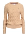 Tommy Hilfiger Woman Sweater Camel Size Xs Wool In Nude