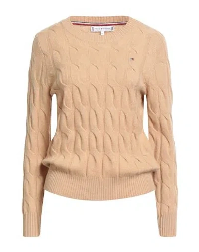 Tommy Hilfiger Woman Sweater Camel Size Xs Wool In Nude
