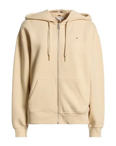 Tommy Hilfiger Woman Sweatshirt Beige Size L Cotton, Polyester In Neutral