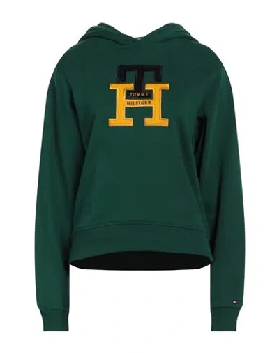 Tommy Hilfiger Woman Sweatshirt Dark Green Size S Cotton