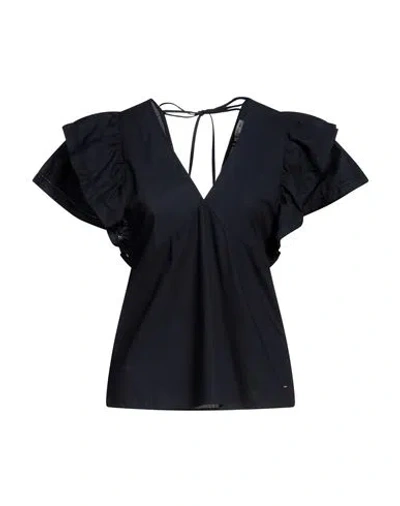 Tommy Hilfiger Woman Top Midnight Blue Size 8 Cotton