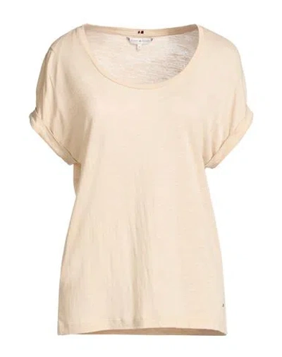 Tommy Hilfiger Woman T-shirt Beige Size S Lyocell, Linen In Neutral