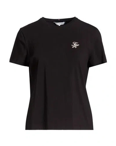 Tommy Hilfiger Woman T-shirt Black Size L Cotton, Elastane