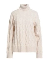 Tommy Hilfiger Woman Turtleneck Beige Size S Wool In White