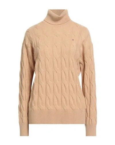 Tommy Hilfiger Woman Turtleneck Camel Size S Wool In Brown