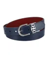 Tommy Hilfiger Women's 2-in-1 Reversible Th Monogram Strap Keeper Dress Casual Belt In Navy,red