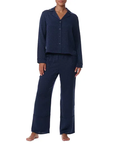Tommy Hilfiger Women's 2-pc. Satin Logo Notch Collar Pajamas Set In Sky Captai