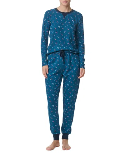 Tommy Hilfiger Women's 2-pc. Packaged Printed Thermal Pajamas Set In Flrl Deep