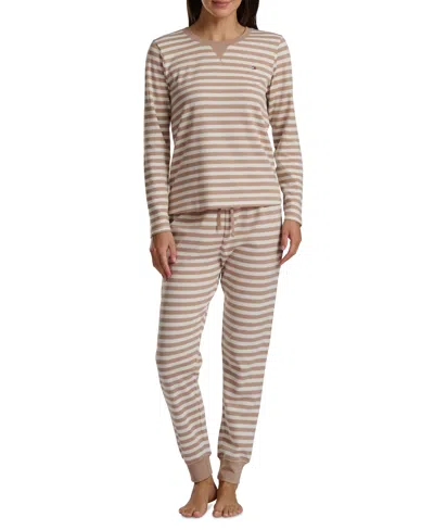 Tommy Hilfiger Women's 2-pc. Packaged Printed Thermal Pajamas Set In Gray