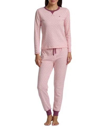 Tommy Hilfiger Women's 2-pc. Packaged Printed Thermal Pajamas Set In Multi