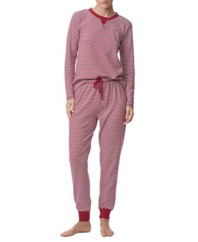 Tommy Hilfiger Women's 2-pc. Packaged Printed Thermal Pajamas Set In Stripe Gar