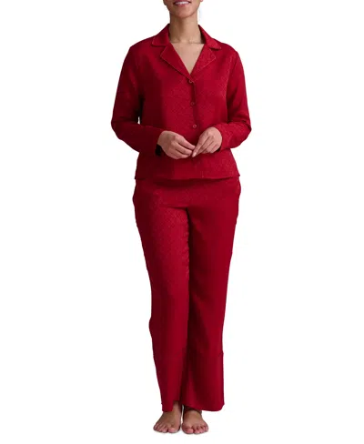 TOMMY HILFIGER WOMEN'S 2-PC. SATIN LOGO NOTCH COLLAR PAJAMAS SET