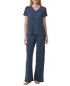 Tommy Hilfiger Women's 2-pc. Short-sleeve Ribbed Pajamas Set In Sky Captai