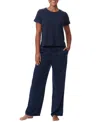 Tommy Hilfiger Short Sleeve Woven Pajama Set In Sky Captain