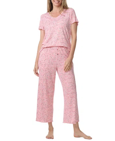 Tommy Hilfiger Women's 2-pc. Short-sleeve T-shirt & Wide-leg Cropped Pants Pajama Set In Blossom Ditsy Floral