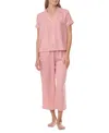 Tommy Hilfiger Women's 2pc Short Sleeve Notch Pajama Set