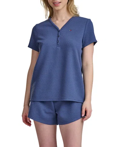 Tommy Hilfiger Women's 2-piece Henley And Boxer-set In Blue