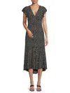 Tommy Hilfiger Splatter Dot Chiffon Jersey Dress In Black Cream