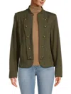 Tommy Hilfiger Women's Adjustable Button Front Jacket In Thyme