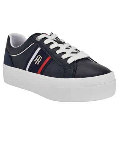 Tommy Hilfiger Women's Badria Logo Platform Sneakers In Dark Blue