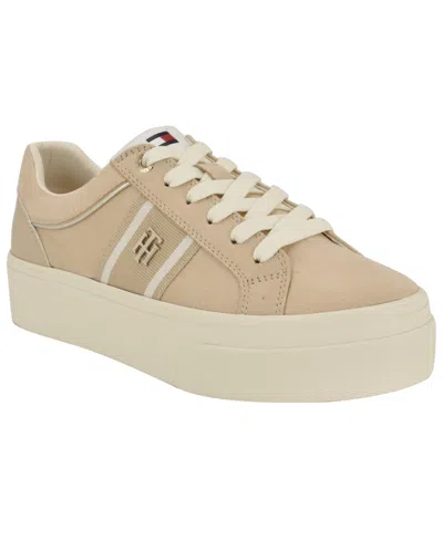 Tommy Hilfiger Women's Badria Logo Platform Sneakers In Light Natural