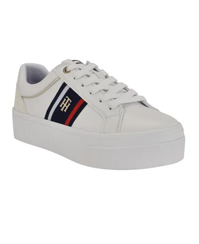 Tommy Hilfiger Women's Badria Logo Platform Sneakers In White