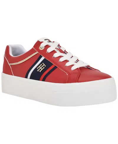 Tommy Hilfiger Women's Badria Logo Platform Sneakers In Red