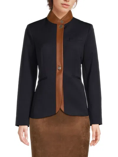 Tommy Hilfiger Women's Band Collar Jacket In Midnight