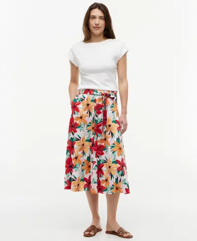 Tommy Hilfiger Women's Belted Midi Skirt In Multi