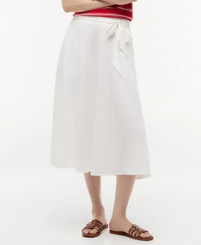 Tommy Hilfiger Women's Belted Midi Skirt In White
