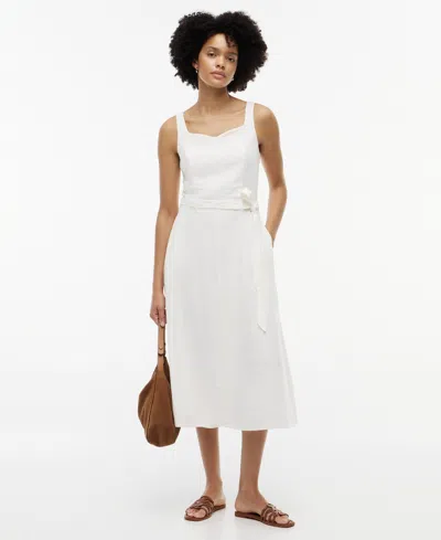 Tommy Hilfiger Women's Belted Sleeveless Midi Dress In White