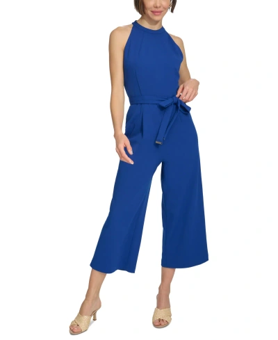 Tommy Hilfiger Women's Belted Wide-leg Jumpsuit In Marina Blue