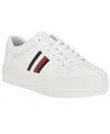 Tommy Hilfiger White Leather Women Sneaker In White Stripe