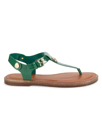 Tommy Hilfiger Women's Bennia Metallic Thong Sandals In Medium Green