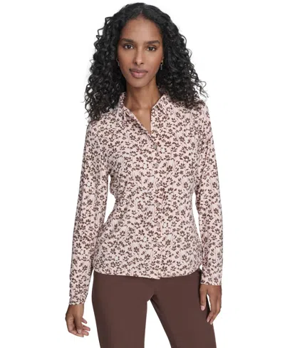 Tommy Hilfiger Women's Blossom Floral Knit Button Up Top In Neutral