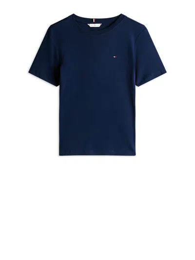 Tommy Hilfiger Embroidered-logo Cotton T-shirt In Blue