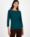 Tommy Hilfiger Women's Boat-neck 3/4-sleeve Top In Green