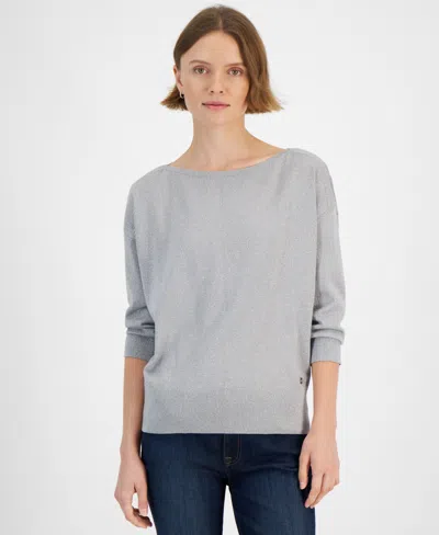 Tommy Hilfiger Women's Boat-neck Dolman-sleeve Sweater In Med Htrgy