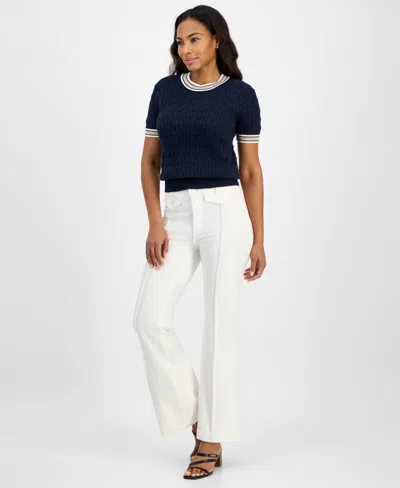 Tommy Hilfiger Women's Bootleg Silhouette Ponte Pants In Ivory