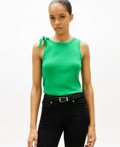 Tommy Hilfiger Women's Bow Detail Crewneck Tank Top In Green