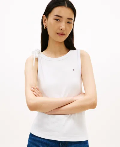 Tommy Hilfiger Women's Bow Detail Crewneck Tank Top In White