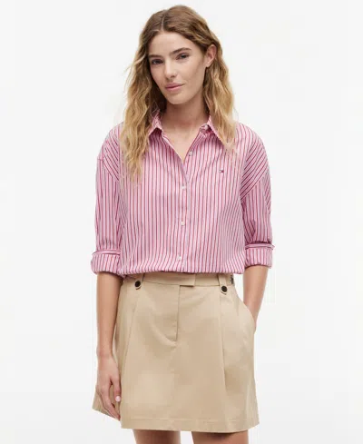 Tommy Hilfiger Women's Boxy Long-sleeve Cotton Shirt In Multi