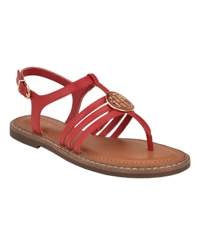 Tommy Hilfiger Women's Brailo Casual Flat Sandals In Red