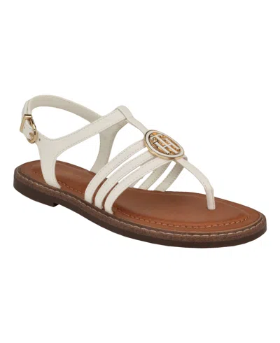 Tommy Hilfiger Women's Brailo Casual Flat Sandals In White