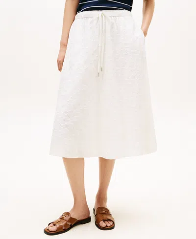 Tommy Hilfiger Women's Broderie Elasticated Waist Skirt In White