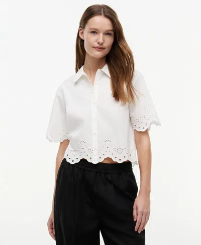 Tommy Hilfiger Women's Broderie Short-sleeve Cotton Shirt In White